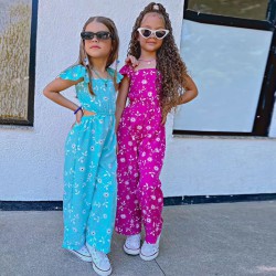 18M-7Y Toddler Girls Waist Floral Ruffled Waistless Jumpsuits  Girls Clothes   