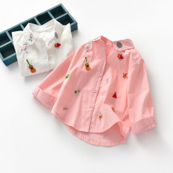 18M-7Y Toddler Girls Long Sleeve Embroidery Shirts  Girls Fashion Clothes   