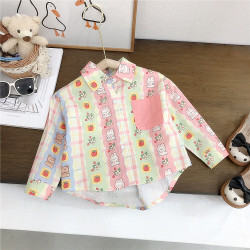 18M-7Y Toddler Girls Multicolor Plaid Bunny Shirt  Girls Fashion Clothes  