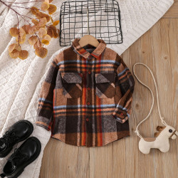 2-7Y Toddler Plaid Shirt Splicing Casual Bottoming Shirt  Toddler Boutique Clothing  