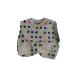 9M-6Y Toddler Colorful Polka Dots Knitted Waistcoat Sweater Vest  Toddler Boutique Clothing   