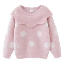 18M-7Y Toddler Girls Doll Collar Bottoming Knitted Imitation Mink Sweater  Girls Clothes   