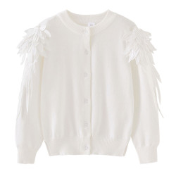 18M-9Y Kids Sets Knitted Cardigan With Feather Sleeves  Clothing Kidswear   