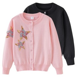 18M-7Y Toddler Girls Five-Pointed Star Cardigan Knitted Sweater  Baby Clothes   