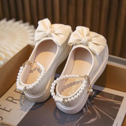 Kids Girls Bowknot Pearl Princess Leather Shoes  Girls Clothes   