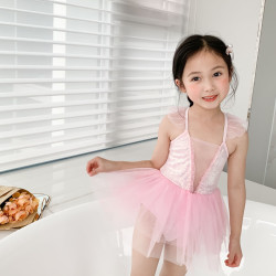 18M-8Y Kids Girls Patchwork Fluorescent Mesh Ruffle Suspender One Piece Swimsuit  Clothing For Kids   