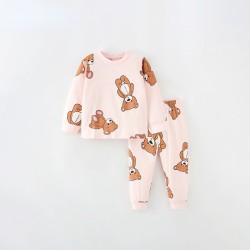 18M-7Y Toddler Girls Pajamas Sets Bear Cartoon Tops And Pants  Girls Clothes   