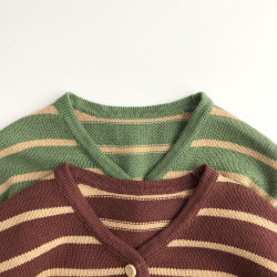 9M-6Y Toddler Striped V-Neck Knitted Cardigan Sweater  Toddler Boutique Clothing   