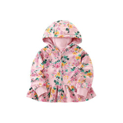 18M-7Y Toddler Girls Floral Zipper Hooded Sweatshirt  Girls Fashion Clothes   