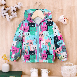 18M-6Y Toddler Girls Hooded Cartoon Print Fleece Jacket  Girls Clothes   