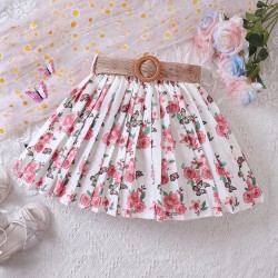 4-9Y Kids Girls Holiday Pastoral Floral Pleated Skirts  Kids Clothes   