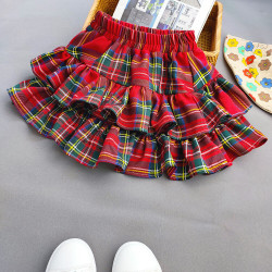 18M-7Y Toddler Girls Plaid Ruffled Trim Skirts  Girls Fashion Clothes   