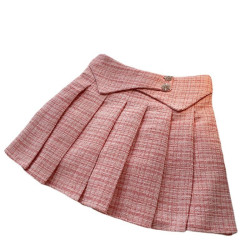4-12Y Kids Girls High-Waisted Tweed A-Line Plaid Pleated Skirt  Clothing Kidswear   