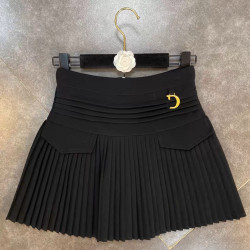 4-12Y Kids Girls Velvet Pleated Skirt With Letter Metal Buckle  Clothing Kidswear   