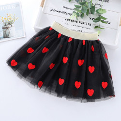 3-14Y Kids Girls Embroidered Floral Love Heart Mesh Skirts  Kids Boutique Clothing   