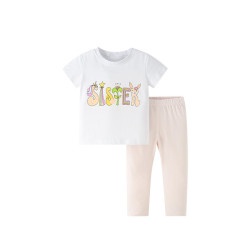 18M-7Y Toddler Girls Sets Letter Short Sleeve T-Shirts Trousers  Girls Clothes   