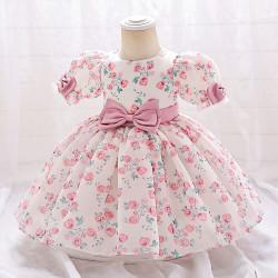 12M-3Y Toddler Girls Puff Sleeve Floral Princess Dresses  Girls Clothes   