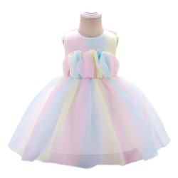 12M-3Y Toddler Girls Sleeveless Rainbow Mesh Princess Dresses  Girls Clothes   