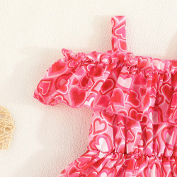 9M-6Y Toddler Girls Valentine's Day Love Chiffon Dresses  Girls Clothes   