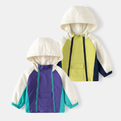 18M-6Y Toddler Boys Color Block Double Zipper Hooded Jackets  Boys Clothing   