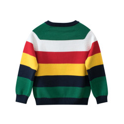 18M-7Y Toddler Boys Neck Striped Colorblock Cardigan Sweater  Boys Clothing   