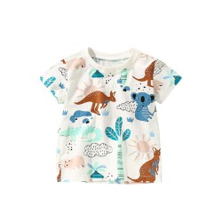 18M-7Y Toddler Boys Dinosaur Printed Round Neck T-Shirts  Boys Clothes   