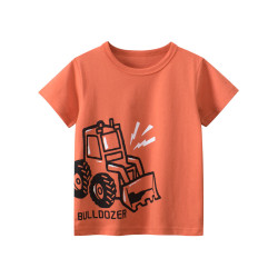 18M-7Y Toddler Boys Excavator Print Short Sleeve T-Shirts  Boys Clothing   