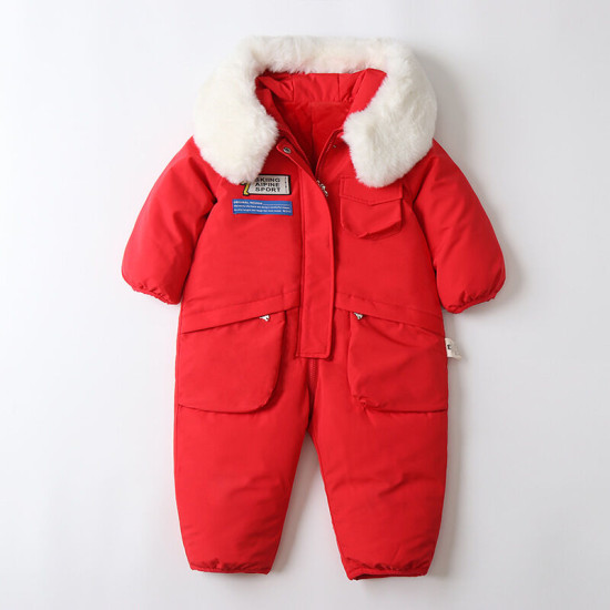 12M-4Y Winter Toddelr Fur Collar Ski Jumpsuit  Toddler Boutique Clothing   