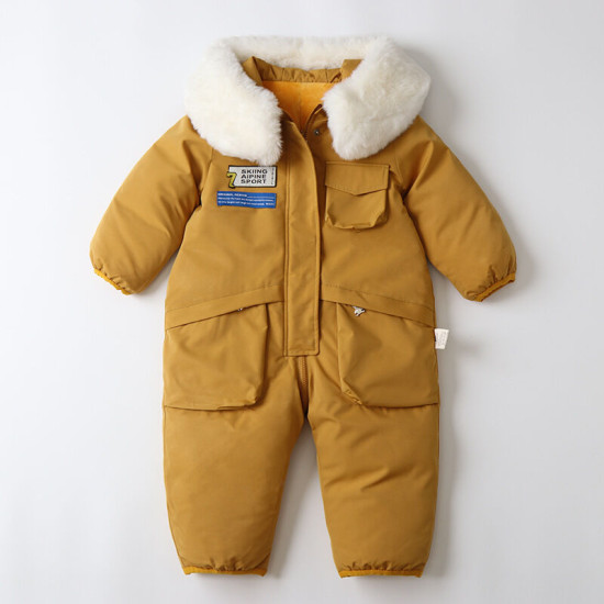 12M-4Y Winter Toddelr Fur Collar Ski Jumpsuit  Toddler Boutique Clothing   