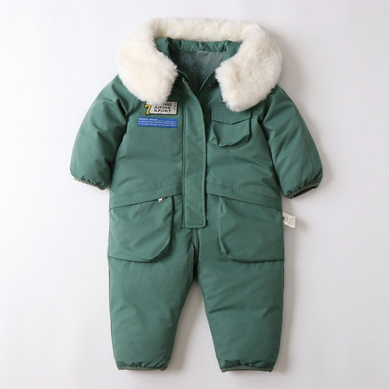 12M-4Y Winter Toddelr Fur Collar Ski Jumpsuit  Toddler Boutique Clothing   