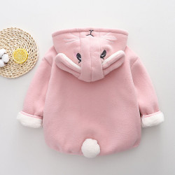 9M-4Y Short Style Zipper Fleece Animal Print Plush Warm Coat  Kids Boutique Clothing   