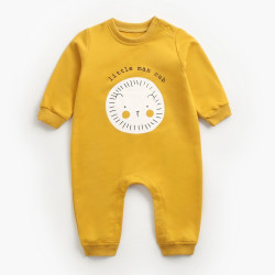 3M-3Y Smile Cartoon Print Solid Color Onesies Romper Jumpsuit Baby  Clothing   