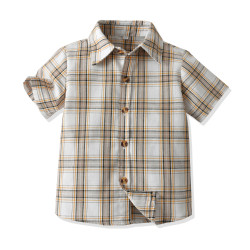 18M-7Y Toddler Boys Plaid Short Sleeve Lapel Shirts  Boys Clothes   