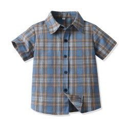 18M-7Y Toddler Boys Plaid Short Sleeve Lapel Shirts  Boys Clothing   