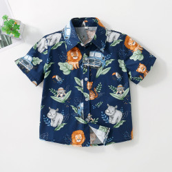 18M-7Y Toddler Boys Casual Vacation Printed Top Short-Sleeved Shirts  Boys Clothing   