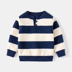 18M-6Y Toddler Boys Half Buttoned Collar Contrast Knitted Sweaters  Boys Clothing   