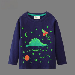 18M-7Y Toddler Boys Dino Print Fluorescence Long Sleeve Tops  Boys Clothes   