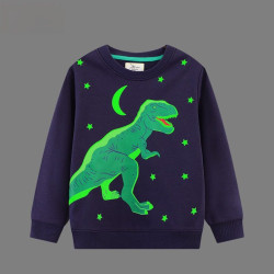 18M-7Y Toddler Boys Round Neck Pullover Luminous Dinosaur Sweatshirts  Boys Clothes   