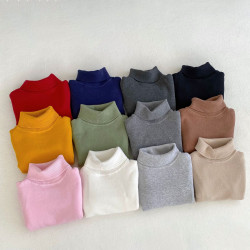 2-10Y Kids Sweaters High Collar Knitted Pullover Bottoming Tops 12 Colors  Toddler Boutique Clothing   
