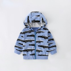 18M-7Y Toddler Boys Crocodile Zip-Up Hooded Long-Sleeved Sweatshirt  Boys Clothes   