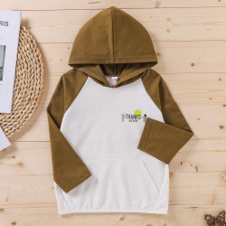 18M-6Y Toddler Boys Letter Print Stitching Long-Sleeved Hooded Sweatshirt  Boys Clothing   