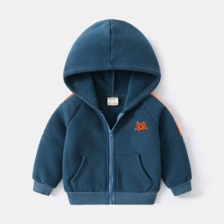18M-6Y Toddler Boys Zipper Embroidered Hooded Jacket  Boys Clothing   