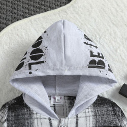 9M-5Y Toddler Boys Plaid Coat Print Hooded Coat Cardigan  Boys Clothing   
