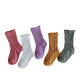 1-8Years Retro-Colored  Stacked Socks Double-Needle Wood Ear Socks  Accessories   