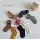 1-8Years Retro-Colored  Stacked Socks Double-Needle Wood Ear Socks  Accessories   