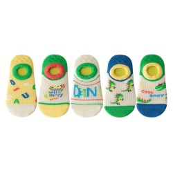 1-12Y Children's Socks Summer Mesh Cartoon Dinosaur Jacquard Silicone Non-Slip Boat Socks   