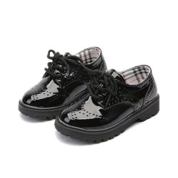 Hit Color Lace-Up PU British Shoes For Kids   