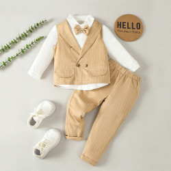 18M-6Y Toddler Boys Suit Sets Striped Vest & Shirts & Pants  Boys Boutique Clothing   