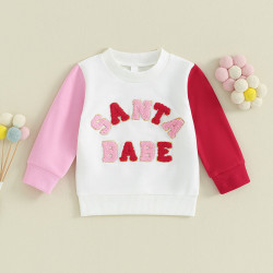 9M-4Y SANTA BABE Colour Block Letter Embroidered Sweatshirt  Toddler Boutique Clothing   