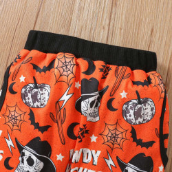 18M-6Y Toddler Boys Halloween Skull Hooded Sweatshirt And Pants Two-Piece Set  Boys Clothes   
